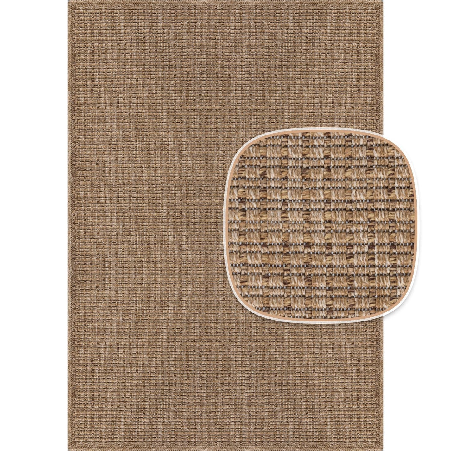 Beverly Rug Easy Jute Natural Rug 6x9 Solid Washable Durable Outdoor Indoor Area Rugs for Living Dining Room Patio Office Stain Resistant Non Shedding Casual Indoor Outside Carpet (6 x 9 Natural)