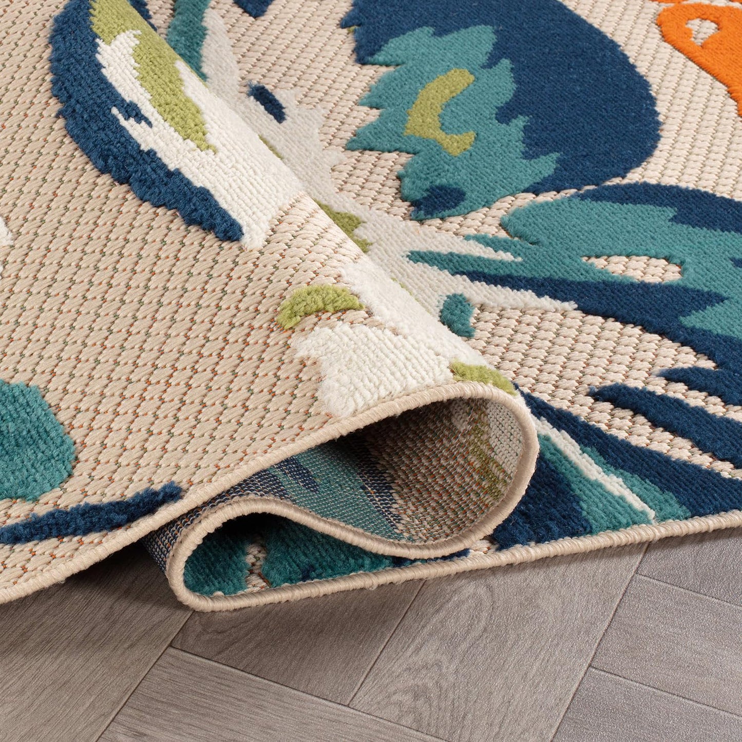 Rugshop Multi Bergamo Floral Indoor/Outdoor Area Rug Machine Washable for Patio, Balcony and Entry, 4' x 6'