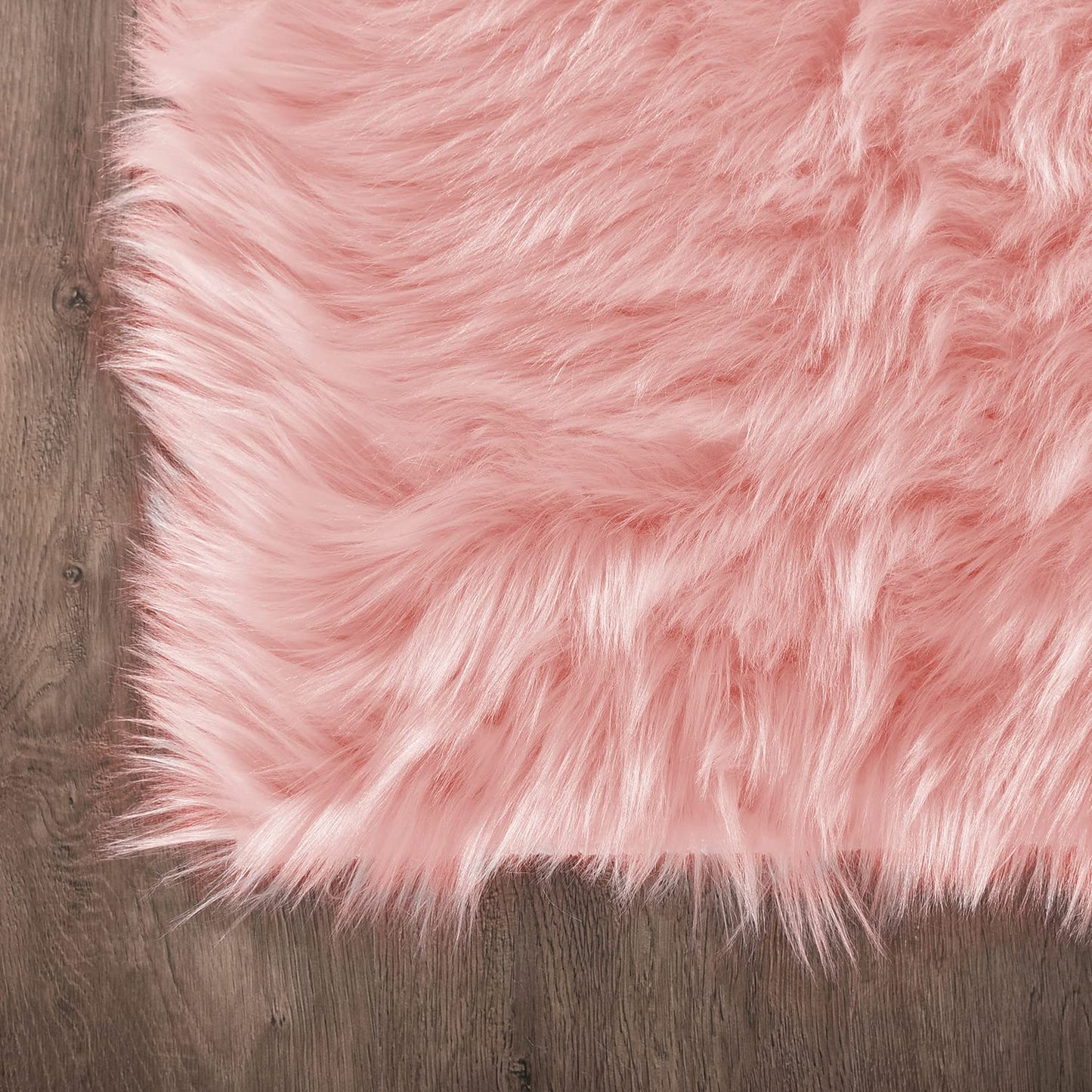 Latepis 3x5 Faux Fur Sheepskin Rug for Living Room, Fuzzy Rugs for Teen Girls Bedroom, Dorm, Luxury Room Decor, Pink Fur Rugs, Rectangle