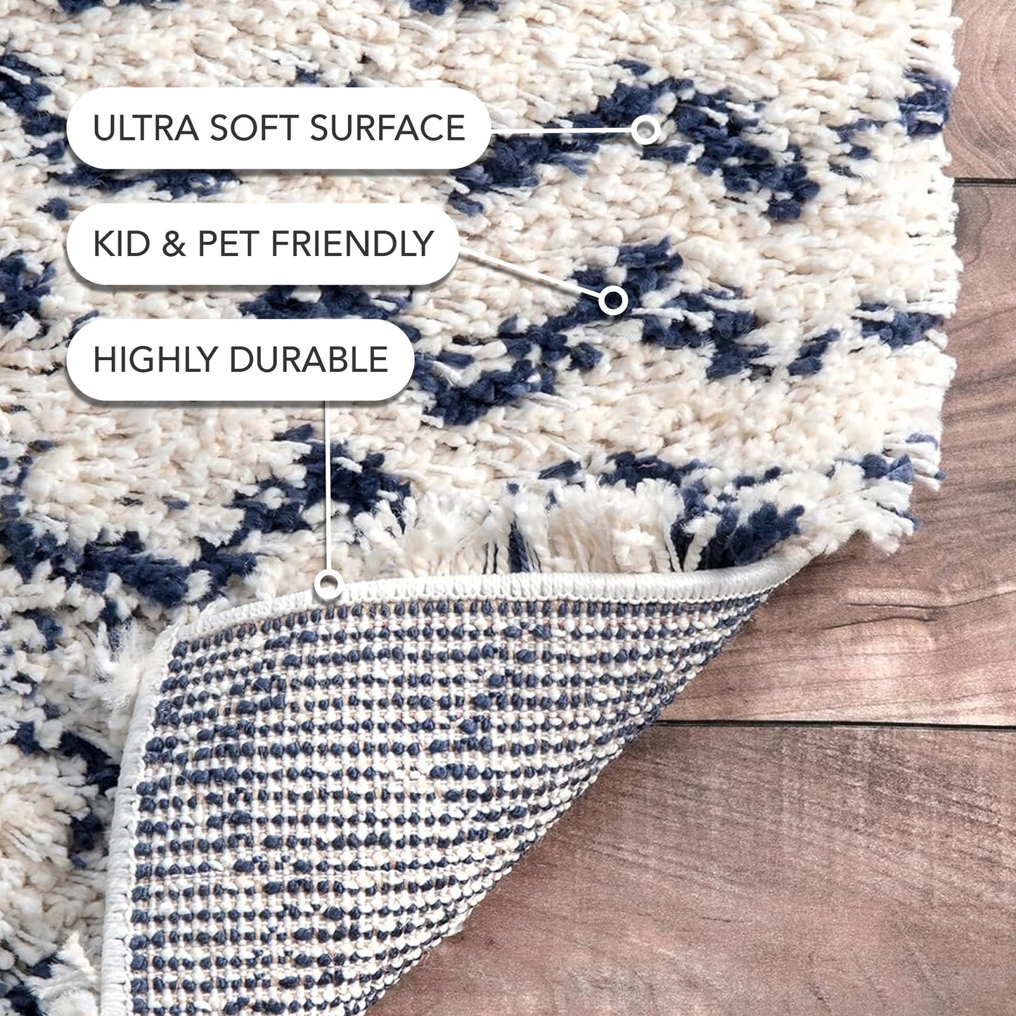 nuLOOM Cuellar Chevron Shag Area Rug, 4x6, Navy
