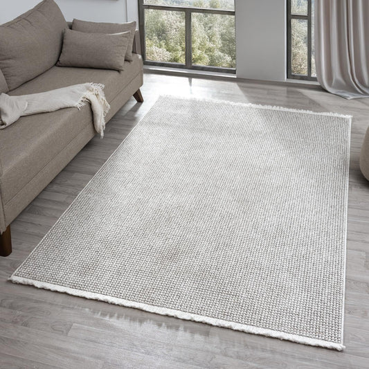 LUXE WEAVERS Solid Machine Woven Stone 4x6 Area Rug, Indoor Stain-Resistant Carpet