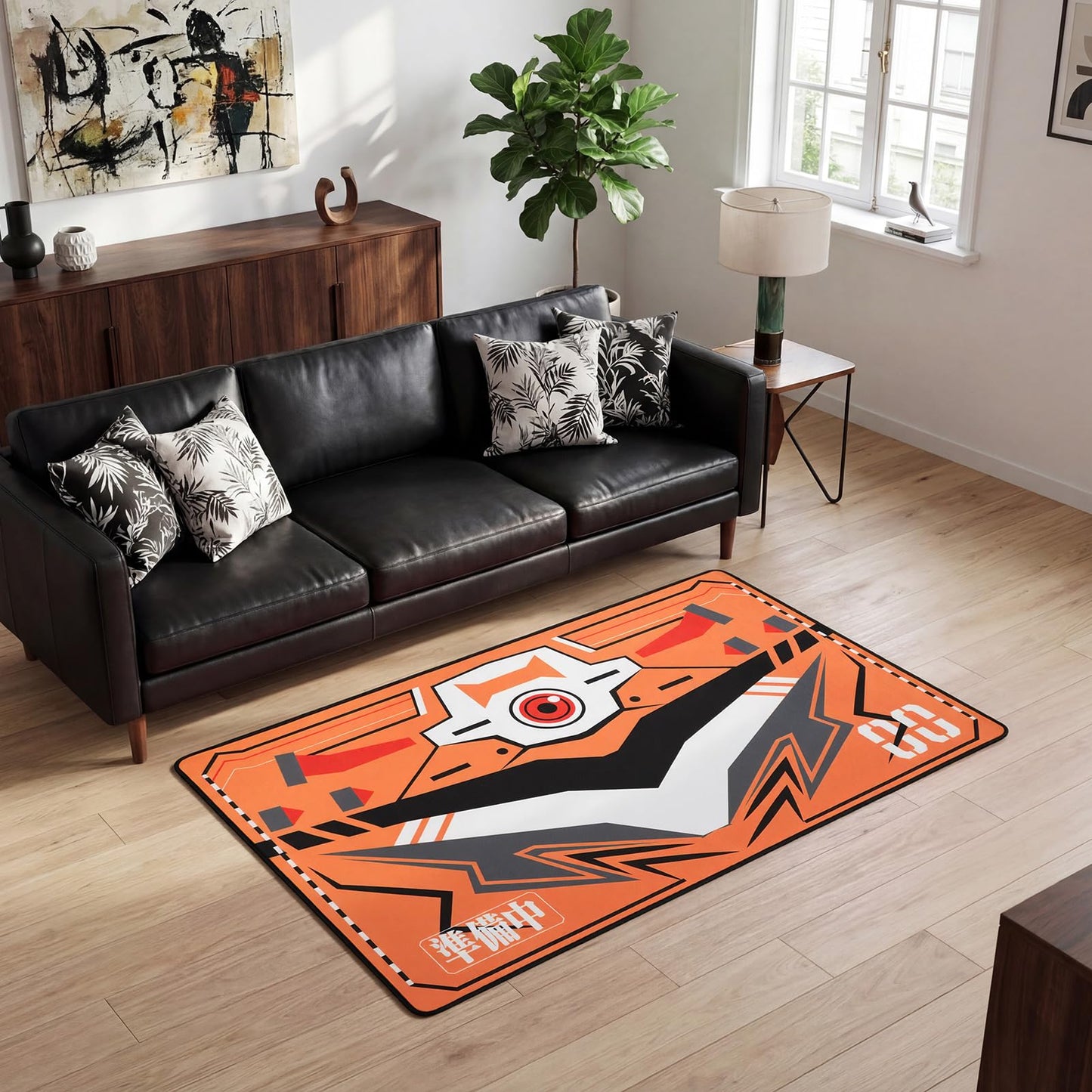 Gaming & Office Chair Mat 43"×71", Neon Genesis Evangelion EVA-00 Inspired Design, Non-Slip Machine Washable Floor Mat for Hardwood Floor