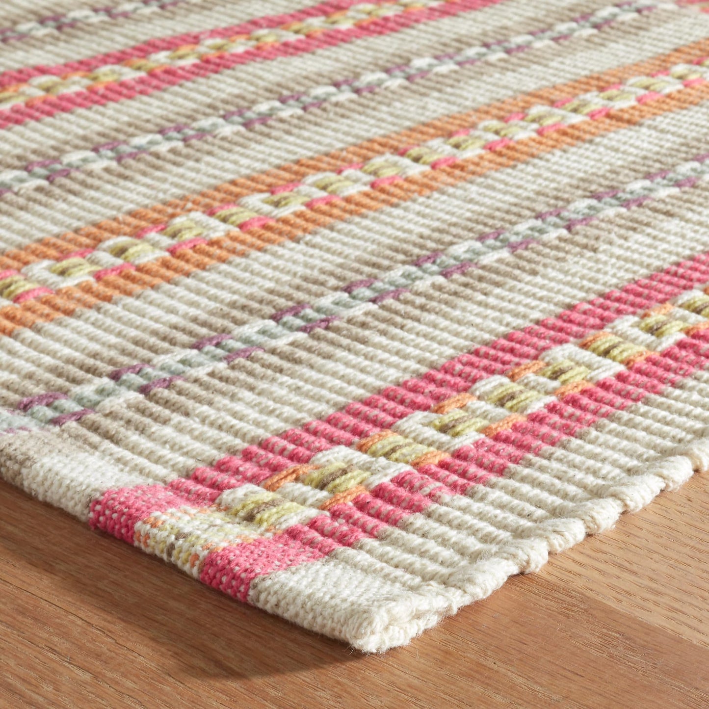 Dash & Albert x Kit Kemp Long Slade Spice Handwoven Cotton Rug, 2 X 3 Feet, Multi Stripe Pattern - Premium Luxury Hotel Quality Soft Breathable Hypoallergenic Machine Washable Easy Care All Season