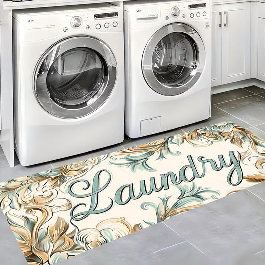 LEIWEIHOPE Runner Rug 20x47 inch, Non-Slip Waterproof Laundry Room Rug,Spring Summer Holiday Kitchen Runner with Festive Designs,Indoor Decorative Mat for Home (Letter, 20x47 inch)