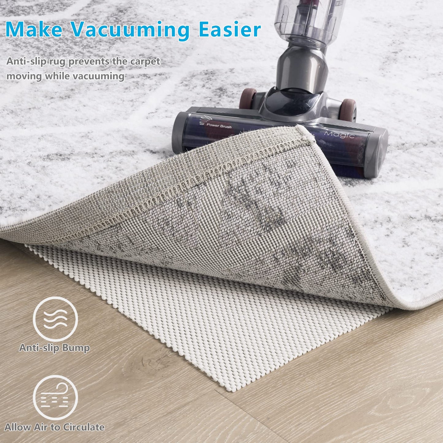 TJWODO Non Slip Area Rug Pads Non Skid Rug Gripper 8x10 Feet Extra Thick Pad Anti-Slip Carpet Rug Mats for Hardwood Surface Floors, Keep Rugs Safe and in Place (8 x 10 Ft)