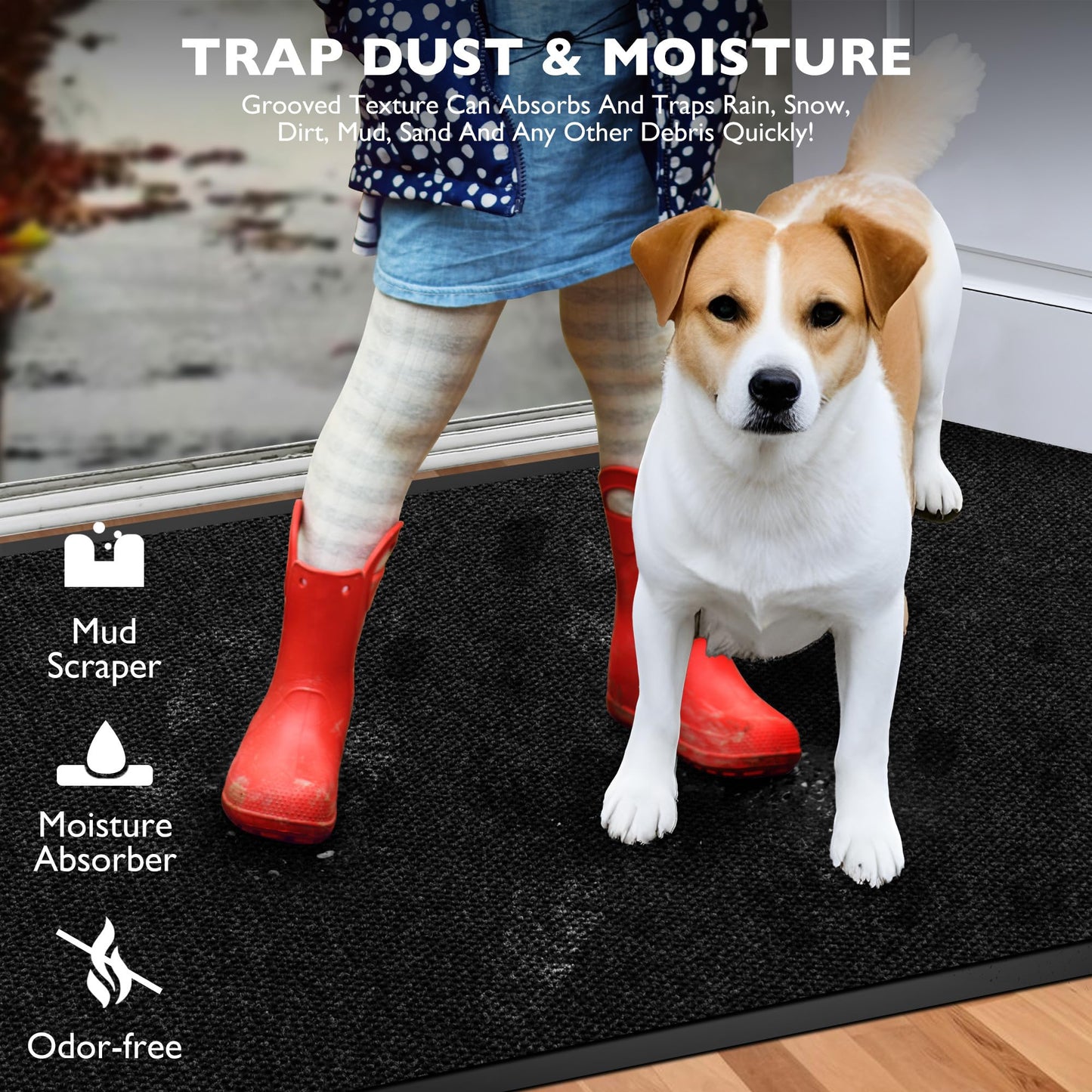 Custom Size Extra Large Front Door Mat, 3FT x 5FT Indoor Outdoor Entrance Commercial Floor Mat, Heavy Duty Dirt Trapper Doormat for Entryway Welcome Mat, Low Profile, Non-Slip, Waterproof