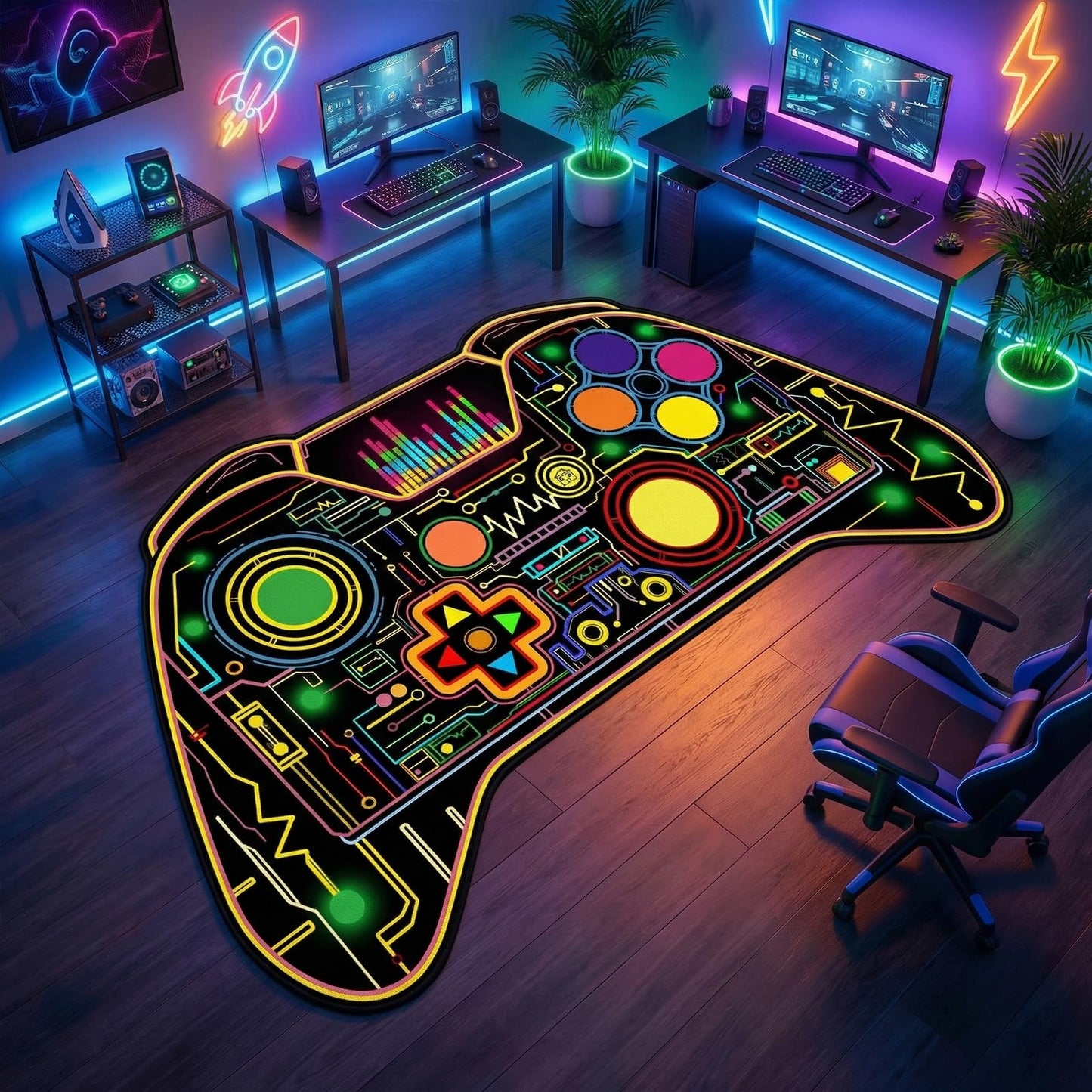 Gaming Area Rugs for Boys 3x5 Feet - Game Room Decor Rug Gamer Rug Teen Bedroom Carpet Gaming Chair Floor Mat Bedroom Decor for Boys Kids Teen