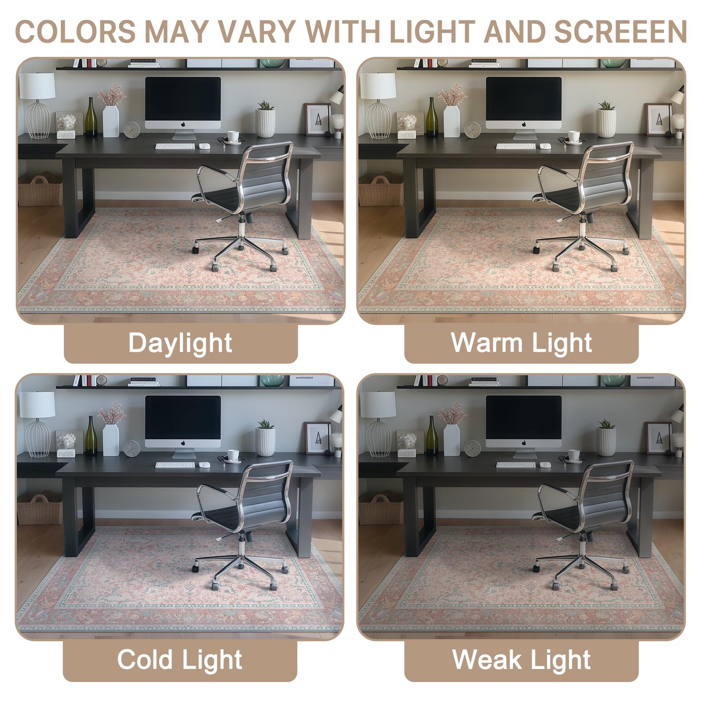 36"x48" Office Chair Mat for Hardwood Tile Floor, Under Desk Carpet Protector for Rolling Computer Chair Mat, Machine Washable Area Rug, Anti-Slip 1/5" Thick Low Pile Thin Vinyl Floor Mat, Pink