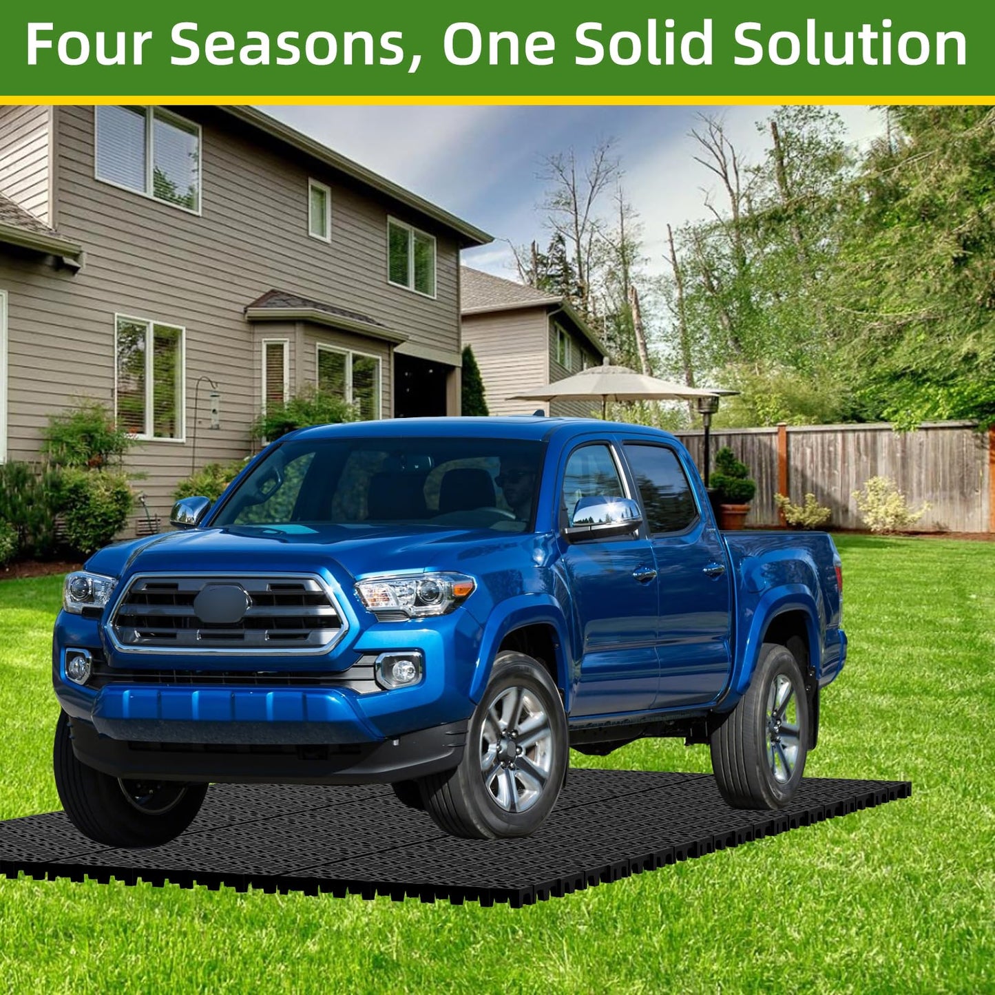 15 Pcs 15.7" x 15.7" Heavy Duty Ground Protection Mats, Interlocking Non-Slip Floor Mat, Heavyweight Gravel Grid Drive on Lawn, 6613 lb Load Permeable Paver for Parking, Outdoor Event Flooring, Black