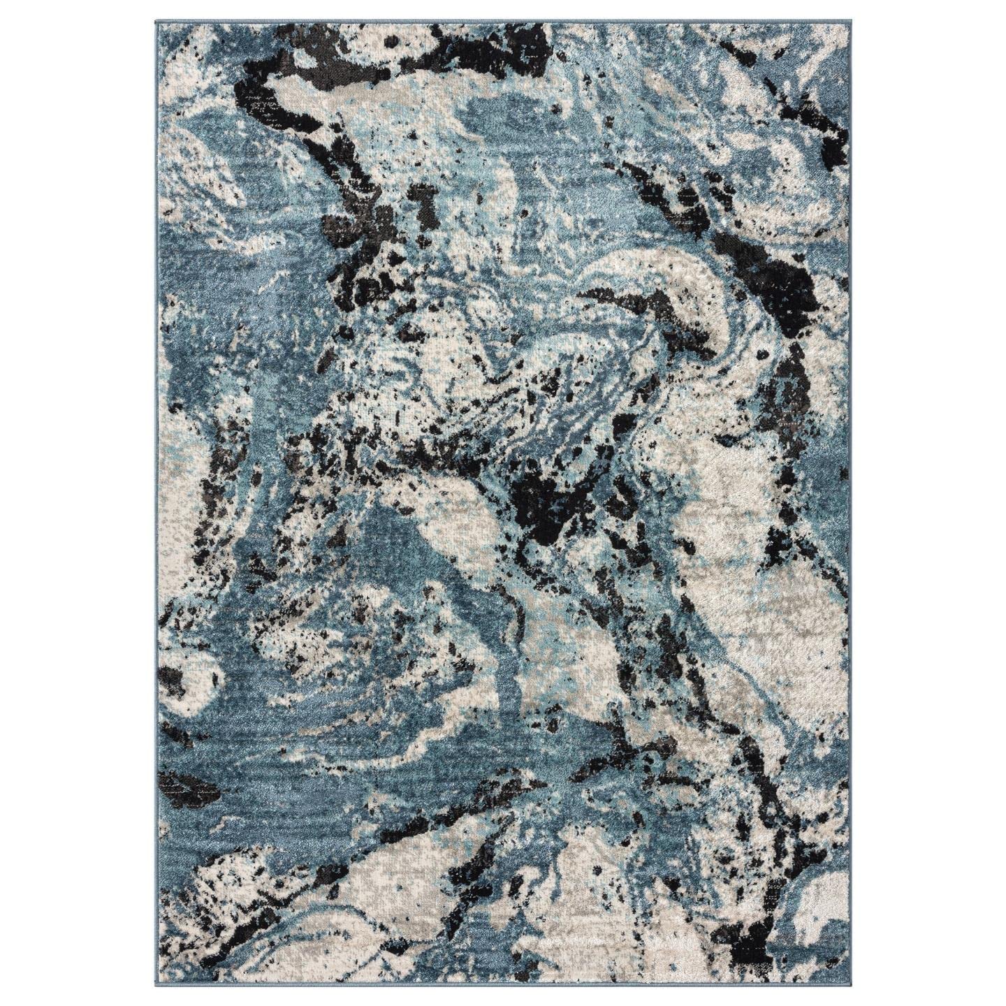 LUXE WEAVERS Abstract Marble Swirl Blue 6x9 Area Rug