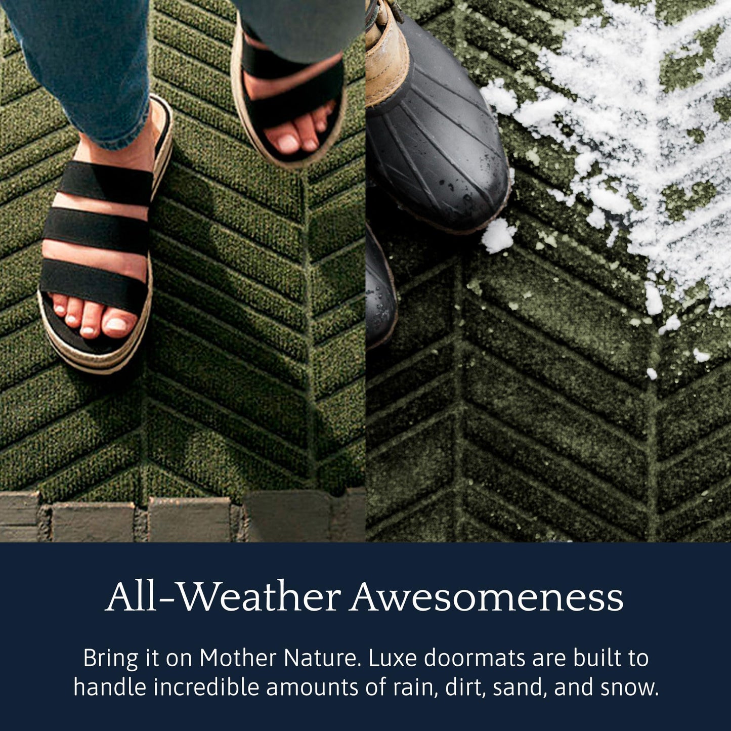 Matterly WaterHog Luxe in Vein Front Door Mat Indoor Outdoor Entrance, All-Weather Doormat with Rubber Backing, Dirt & Moisture Trapper, Low Profile & Easy Clean, Made in USA, 21.5"x70" Olive