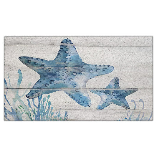 Nogrit Watercolor Ocean Animal Starfish Under The Sea Rustic Waterproof Door Mat Outdoor Entrance 17x30 Inch Non-Slip Doormat for Beach House Front Door Porch Outdoor Indoor Decorations