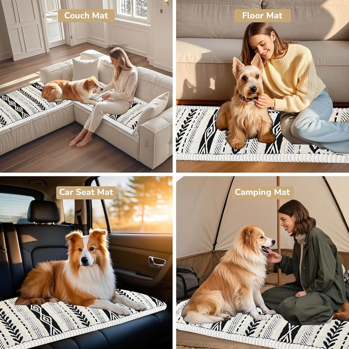 XFEXM Couch Cover for Dogs, Washable Non-Slip Boho Geometric Pet Sofa Protector, Soft Sofa Slipcovers Cushion Protector for Dogs and Cats. (Black, 27.6" x 59.06" x 1.5")