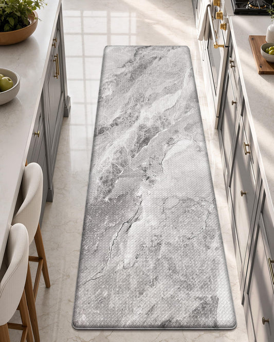 Color&Geometry Marble Kitchen Mats for Floor 24x87, Non Slip Wide & Large Kitchen Runner Rug, Easy Clean, Oil & Water Resistant, Anti Fatigue Foam Standing Mat for Sink, Laundry, Office, Grey