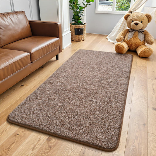 Keeko Soft 2x4 Small Runner Rug Brown, Bedside Rugs for Bedroom Indoor Runner Hallway Carpets Non Slip Living Room Area Throw Rugs Memory Foam Laundry Room Rug for Teen Kids Boys Dorm Room Decor