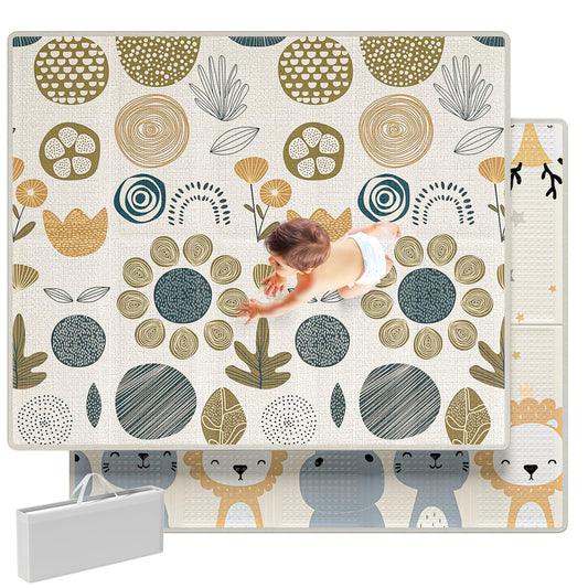 Mloong Baby Play Mat for Floor,59x71x0.4inch Playmat for Baby with Carry Bag, Foldable Play Mat,Kids Foam Play Mat,Waterproof Carlwing Mat for Baby,Large Infant Playmat,Indoor&Outdoor Playing Mat