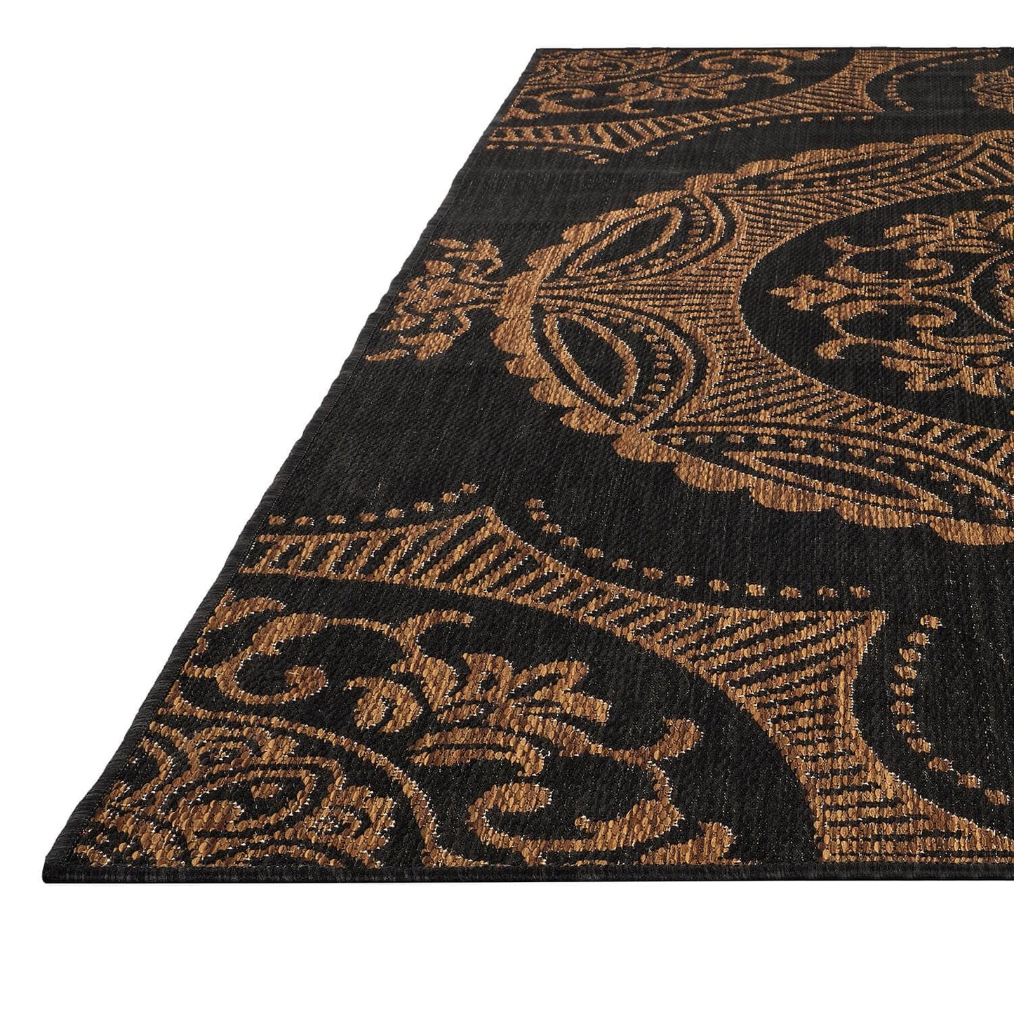 Luul Home Medallion Outdoor Rug 5x7 Washable Outside Carpet for Indoor Patio Porch Waterproof Easy Cleaning Non Shedding Area Rugs Nut Brown 5 x 7