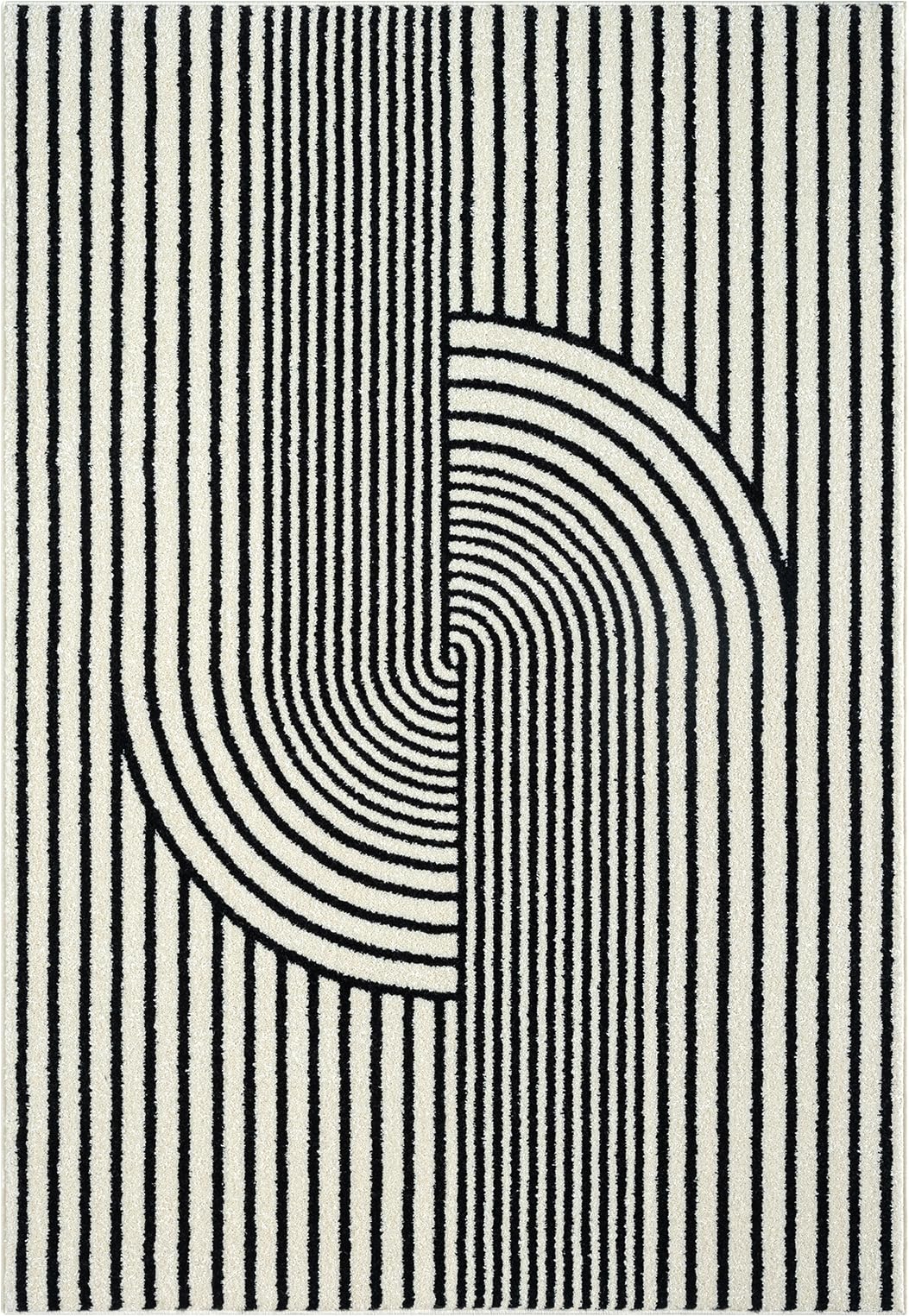 Abani Nuevo Collection Area Rug - Mid-Century Black & Ivory Arch Knot Design - 5' x 8' - for Living Room, Bedroom & Office