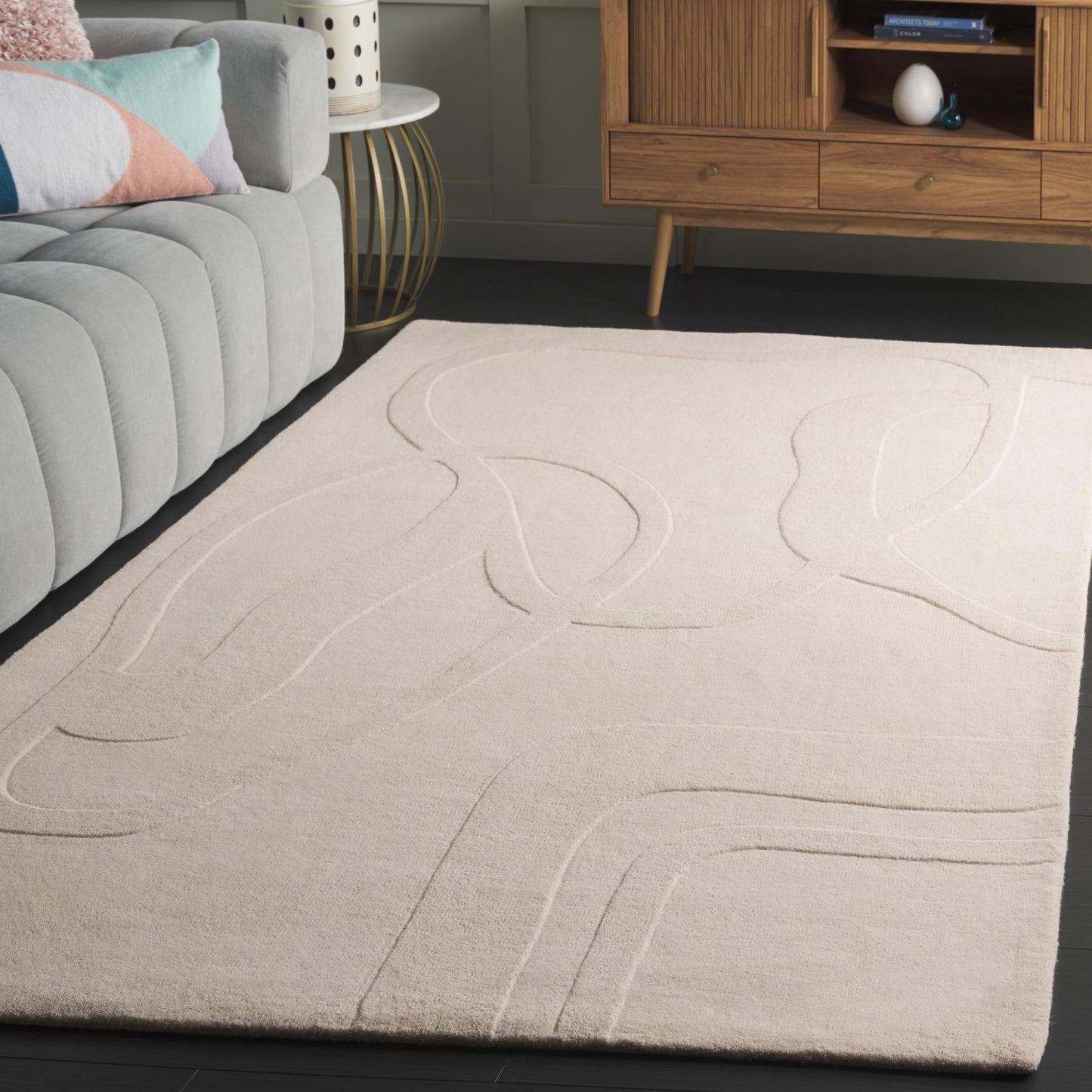 Safavieh Rodeo Collection Area Rug - 6' x 9', Ivory, Handmade Wool, Mid-Century Modern Design, Ideal for The Living Room, Dining, Bedroom (RD479A)