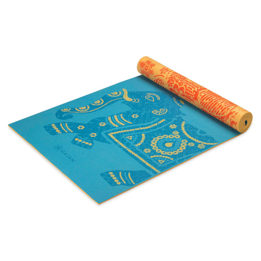Gaiam Yoga Mat Premium Print Reversible Extra Thick Non Slip Exercise & Fitness Mat for All Types of Yoga, Pilates & Floor Workouts, Elephant, 6mm