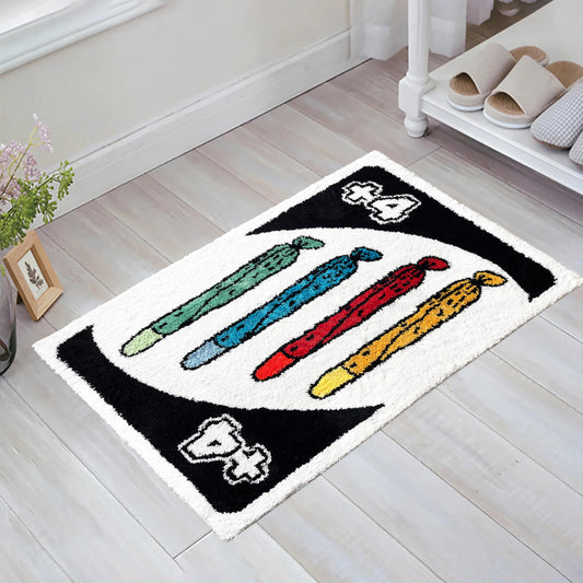 Reehot Funny Number Card Rug 2x3, Washable Non Slip Novelty Area Rug for Game Room, Bedroom, Dorm and Bathroom Decor, Soft Colorful Floor Mat, Gift for Teens and Gamers
