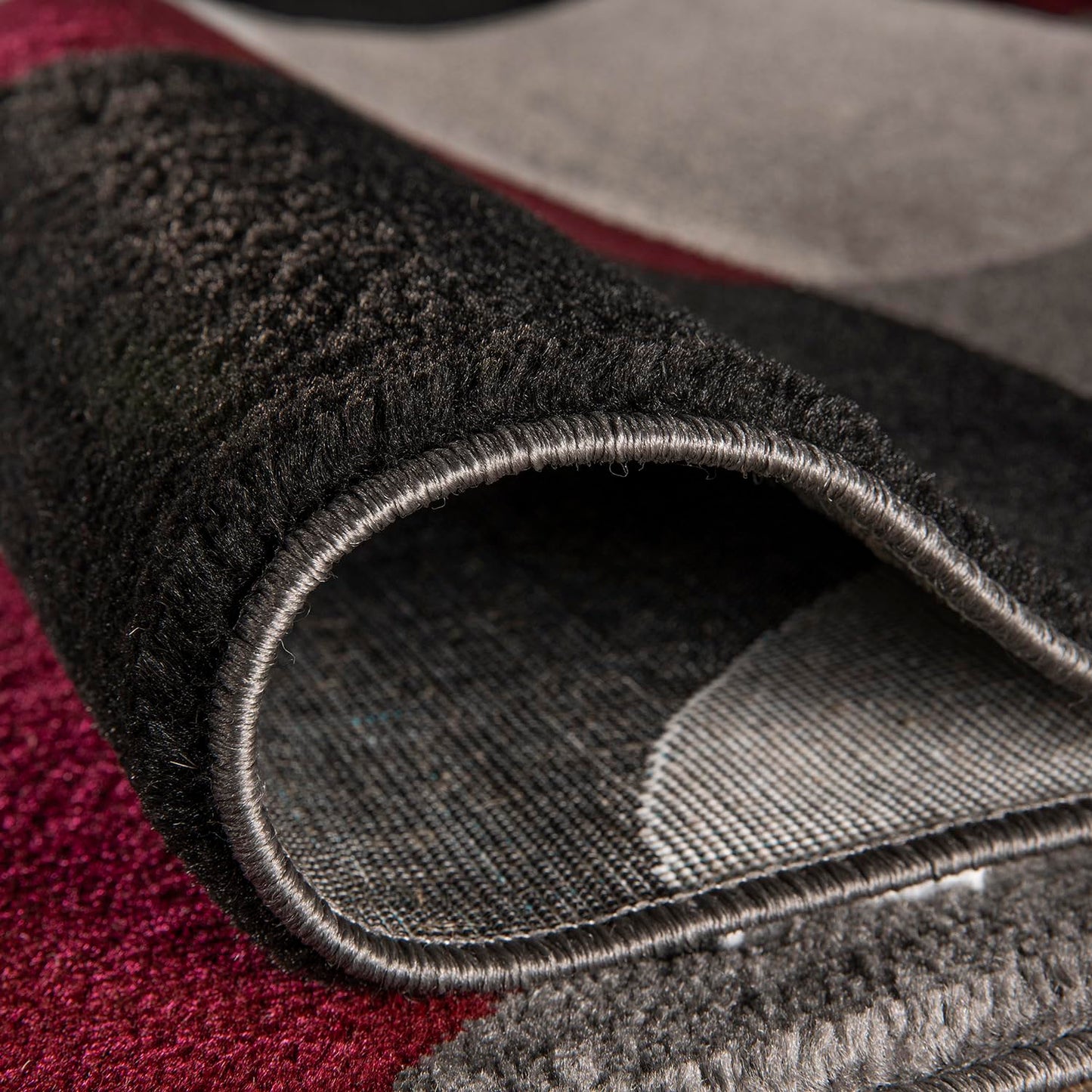 Rugshop Burgundy Modern Geometric Area Rug, Overlapping Circles, Non-Shedding, Statement Accent for Bedroom, Home Office and Small Living Room, 3'3" x 5'