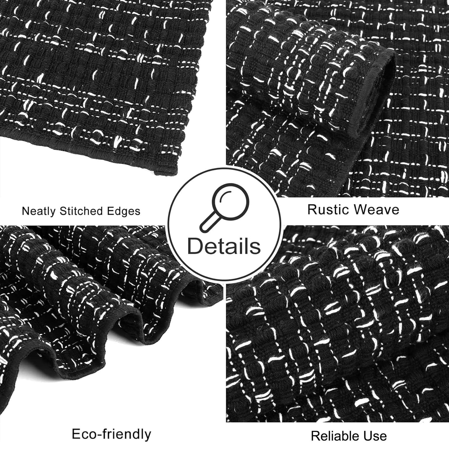 Seavish Modern Area Rugs, 3'x5' Black Cotton Woven Laundry Room Rug, Farmhouse Bathroom Runner Rugs, Low Pile Rustic Home Decor Neutral Rug for Entryway Bedroom Living Room Patio Doorway