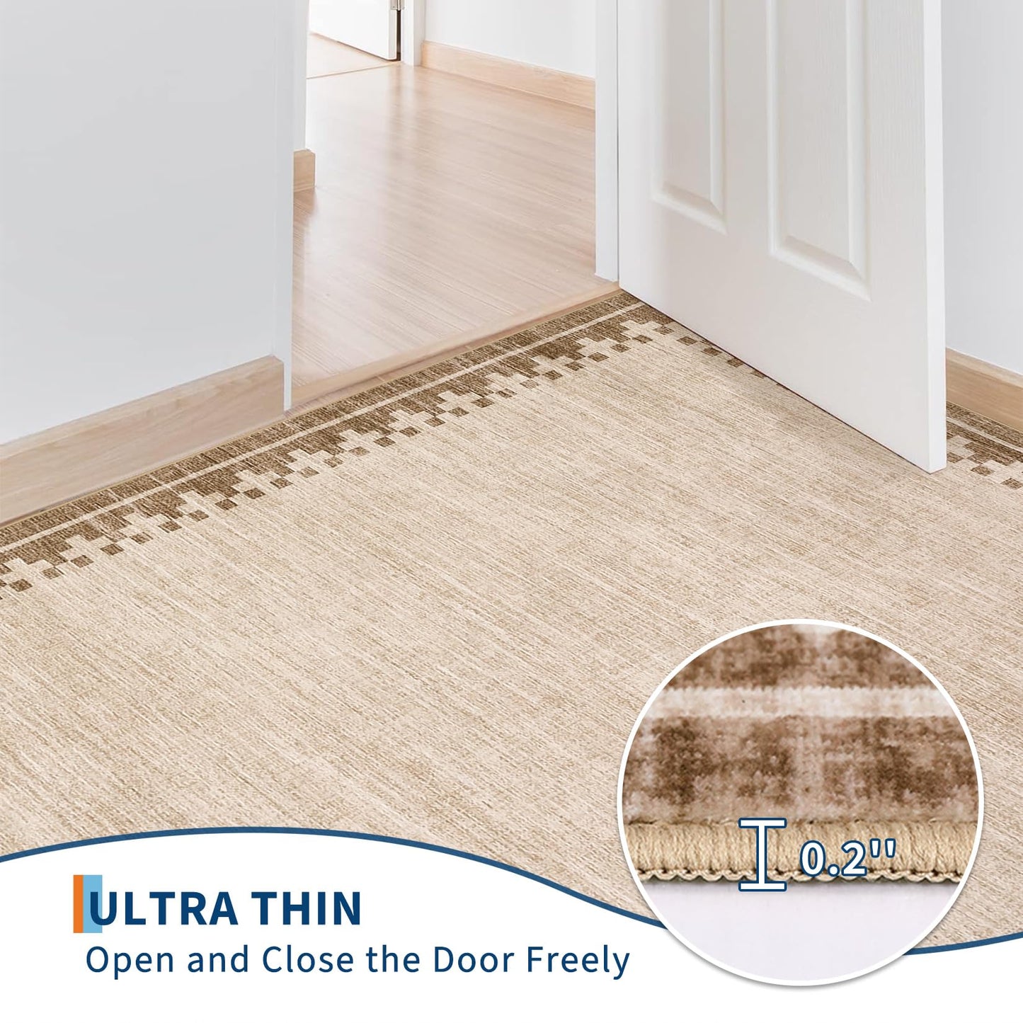 GarveeHome Cross Bordered Large Area Rug 9x12 Machine Washable Non Slip Low Pile Dining Room Carpet Geometric Stain Resistant Living Room Bedroom Home Office Rug, Beige