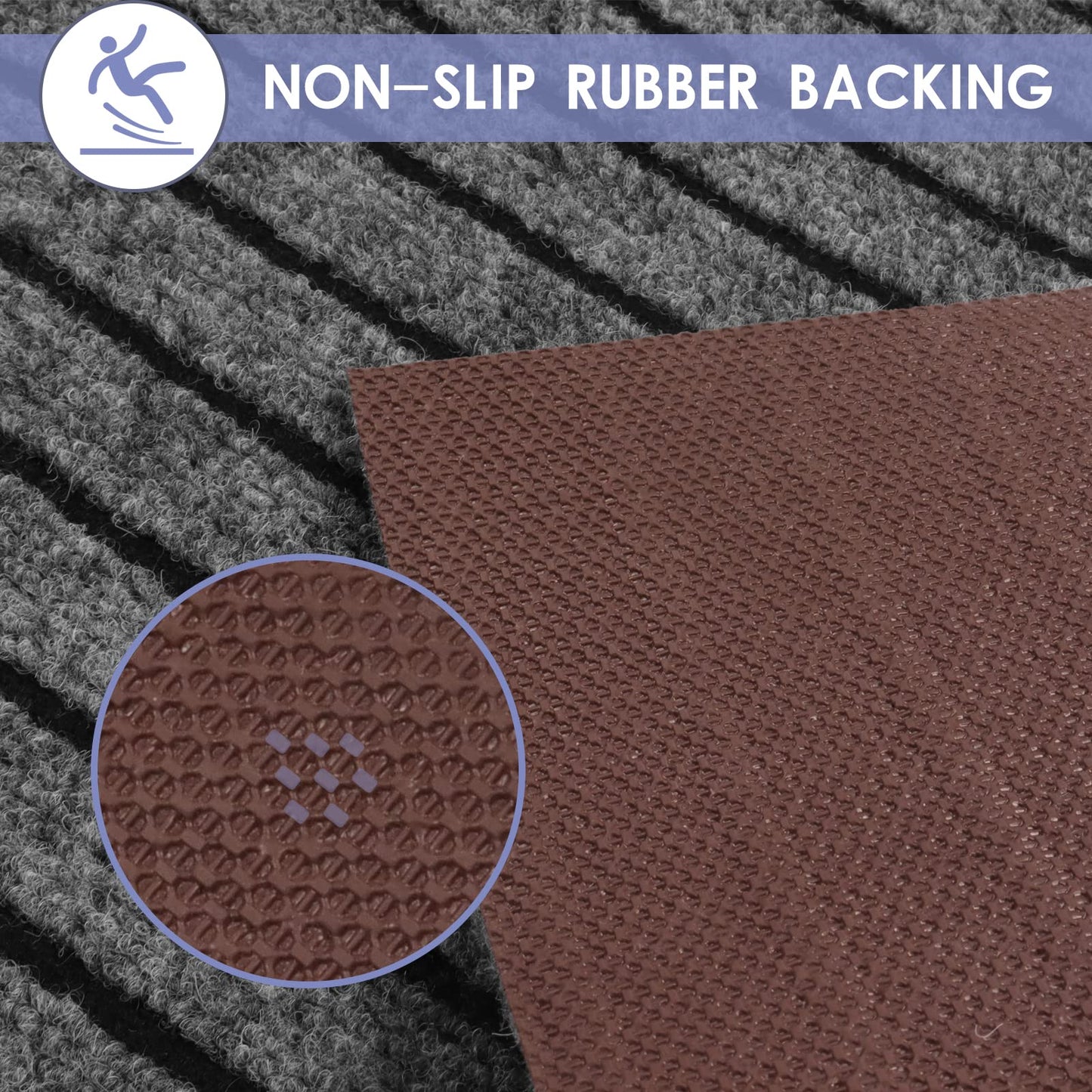 FREADEM Runner Rugs for Hallways, 2FT x 6FT Non Slip Kitchen Area Rug Entryway Runner Laundry Room Rug, 2-82 FT Indoor Outdoor Carpet Runners with Rubber Backing, Grey Stripe