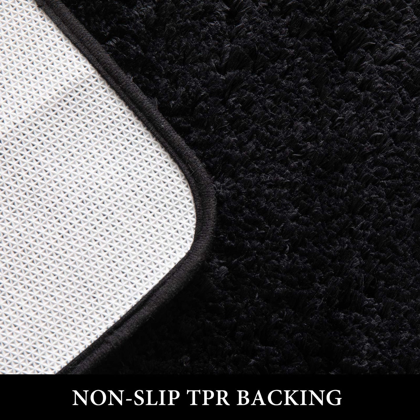 MIULEE Bathroom Rugs Sets 3 Piece with Toilet Mat and Runner Rugs, Non Slip Absorbent Microfiber Bath Mats Sets for Restroom, Machine Washable, 16''x24''+ U Shaped 20''x24''+24''x60'', Black