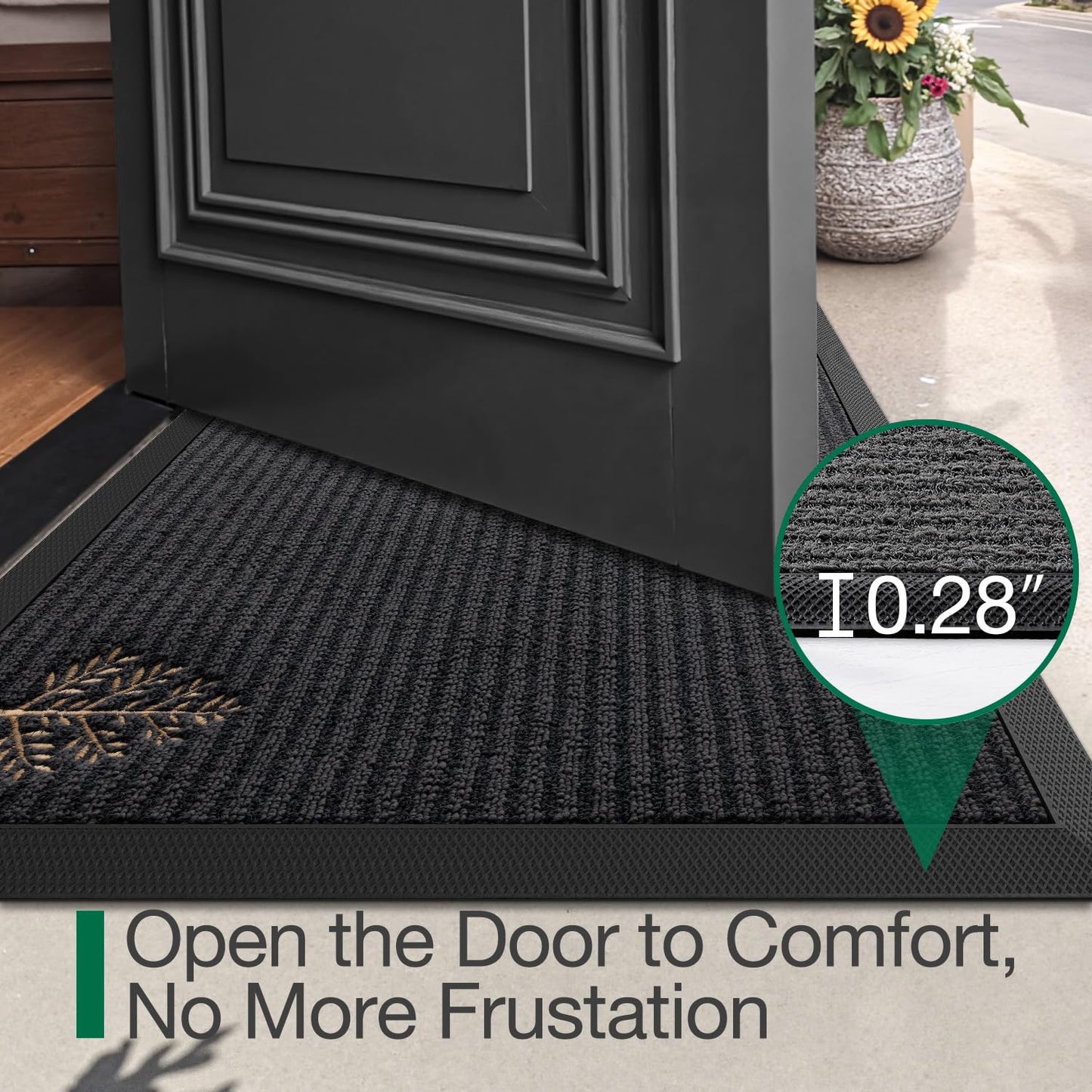 LUMI Outside Welcome Door Mat 24x36, Non-Slip Heavy Duty Dirt Trapper, Grey