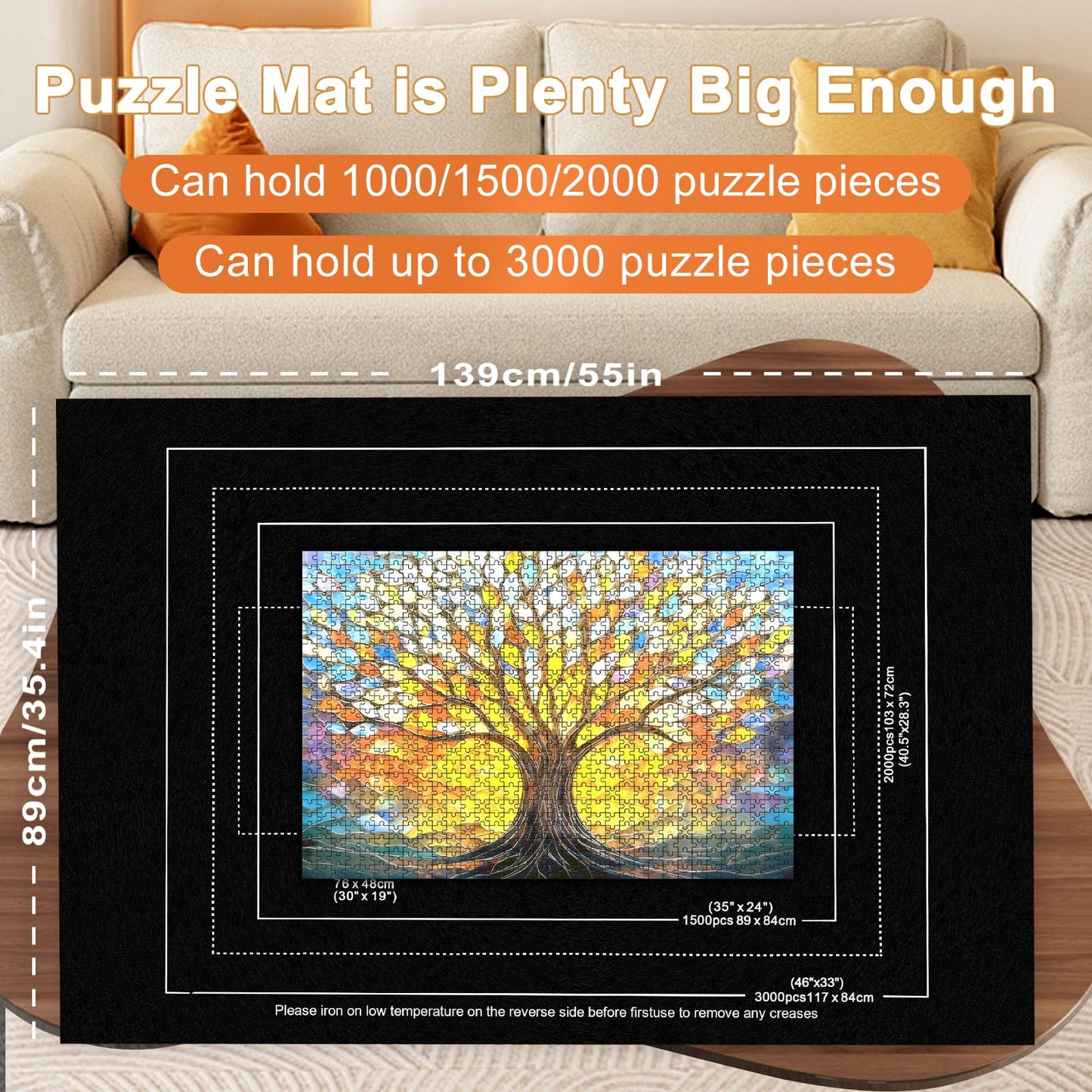 Napzy Puzzle Mat-Jigsaw Puzzles Matt Roll Up to 3000pcs Roll-up Puzzled Board Puzzling Organizers and Storage with 8PCS Jigsaws Sorting Trays, Drawstring Storages Bag Jigsawn Keeper Saver