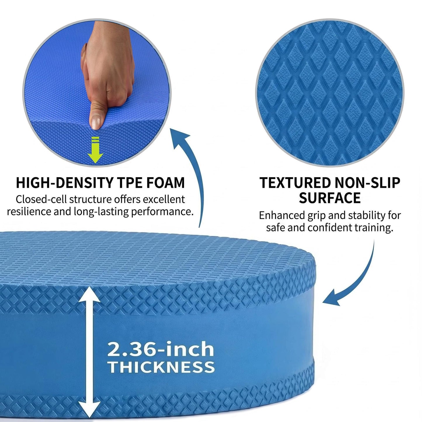 ZaxuVexo Stability Trainer Pad - Foam Balance Exercise Pad Cushion for Therapy, Yoga, Dancing Balance Training, Pilates,and Fitness (blue, Standard)