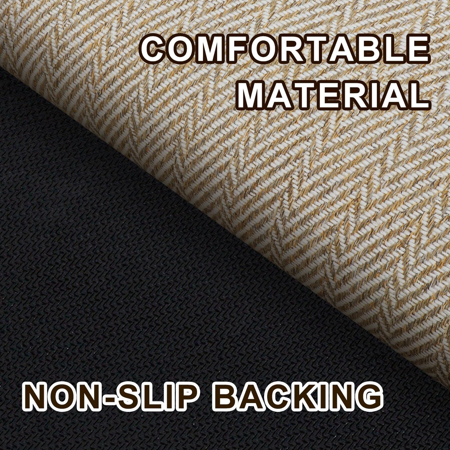 BEISIFLOOR Ultra Thin Door Mat Indoor Entrance 36"x59", Low-Profile Indoor Door Mat, Large Non Slip Entry Mat Rubber Backing Unique Herringbone Design Inside Doormat Dirt Trapper Entryway Mats, Beige
