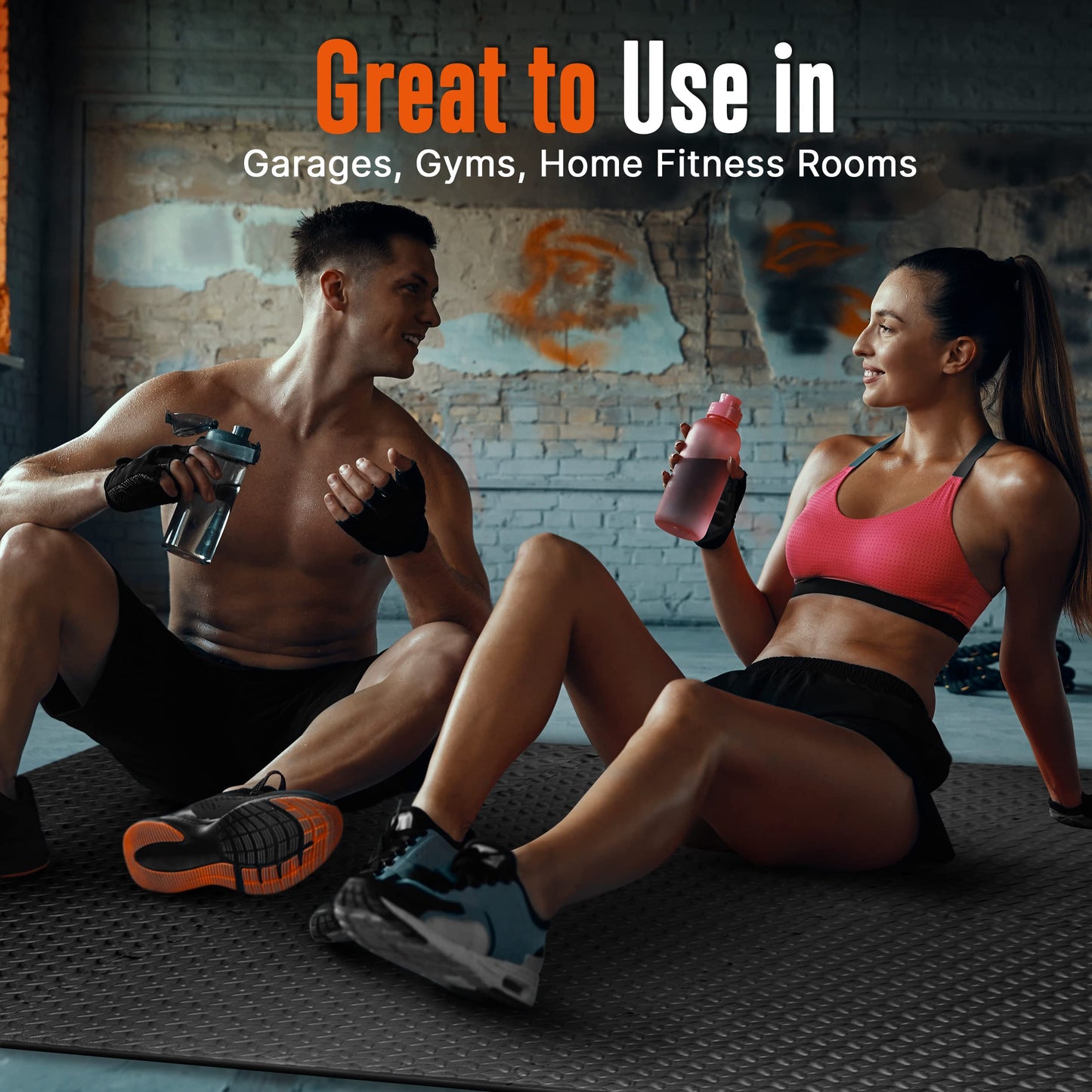 SQUATZ 6-Piece Puzzle Exercise Mat Tiles, EVA Foam Interlocking Black Gym Floor Tiles for Home Workout, Thick Protective Cushion for Equipment, Water Resistant, Reduces Noise, Easy Clean, 24"x24" each