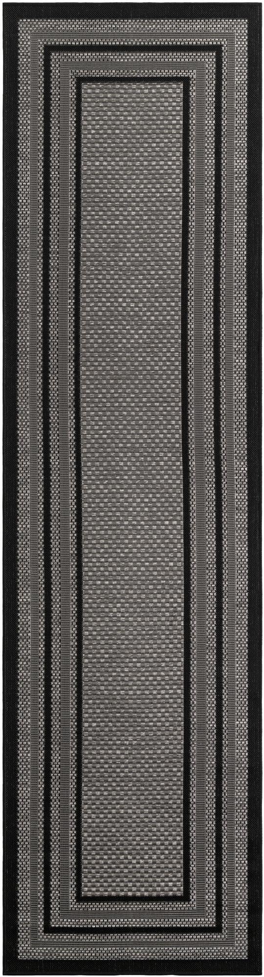 Unique Loom Outdoor Border Collection Area Rug - Multi Border (2' 7" x 10' Runner Gray/Black)