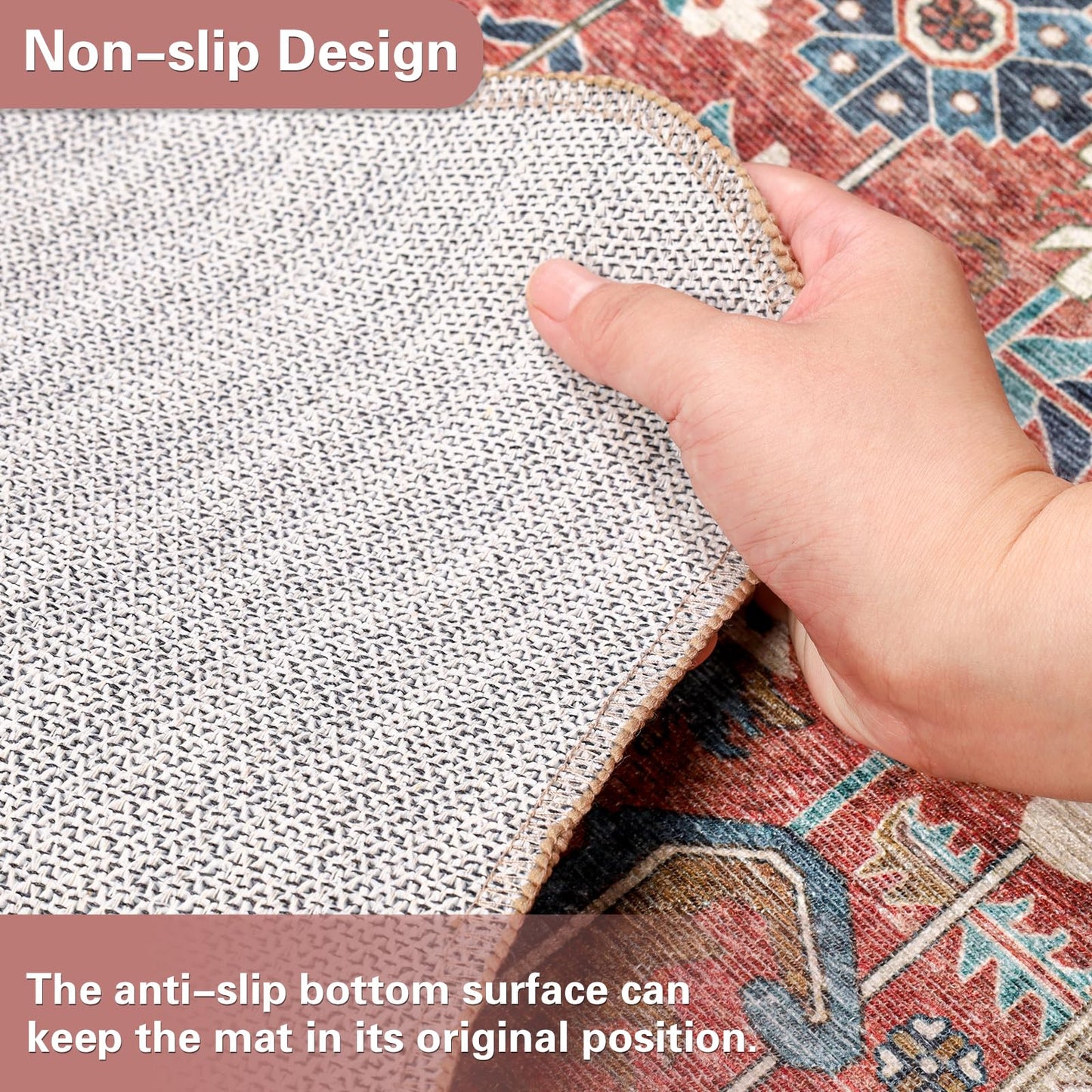 36" X 48" Office Chair Mat for Hardwood and Tile Floors, Under Desk Chair Mat for Carpet Protector Rolling Computer Chairs, Machine Washable Non-Slip Area Rug, Red Brown