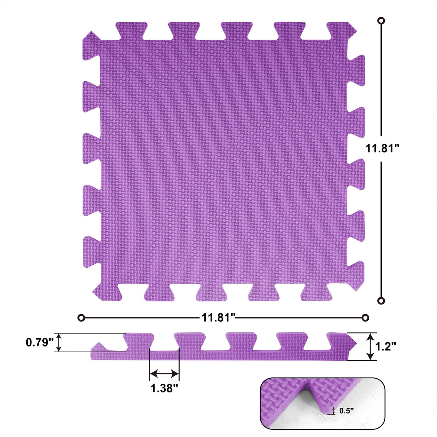 BalanceFrom 36-Pack 12x12 Inches EVA Interlocking Foam Play Tile Mat, Pink/Purple/Beige – 0.4-Inch Thick Non-Slip Puzzle Flooring for 36 Square Feet in Playroom, Nursery, or Playpen at Home