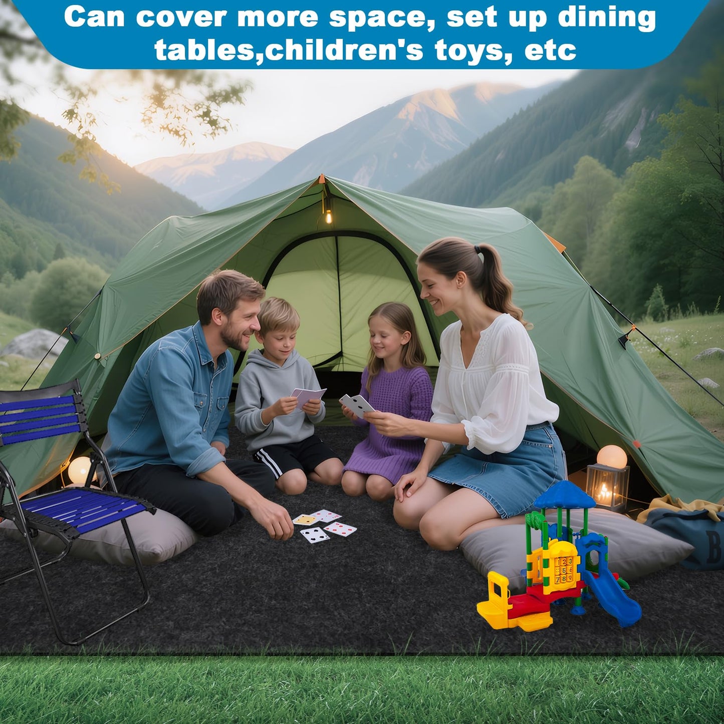Camping Tent Carpet Mat Waterproof and Non-Slip Camping Floor Rug Tent Floor Blanket for Camping Hiking Lawn Picnic Supplies (6.2 × 6.2 Ft)