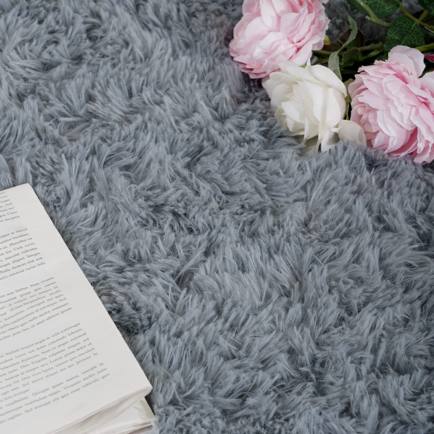 AROGAN Luxury Soft Area Rugs for Bedroom Living Room Plush Shag Rug 4x6 Feet, Grey Fluffy Rug for Kids Girls Playroom Dorm, Shag Shag Fuzzy Carpets Plush Rug for Teen Boys Nursery