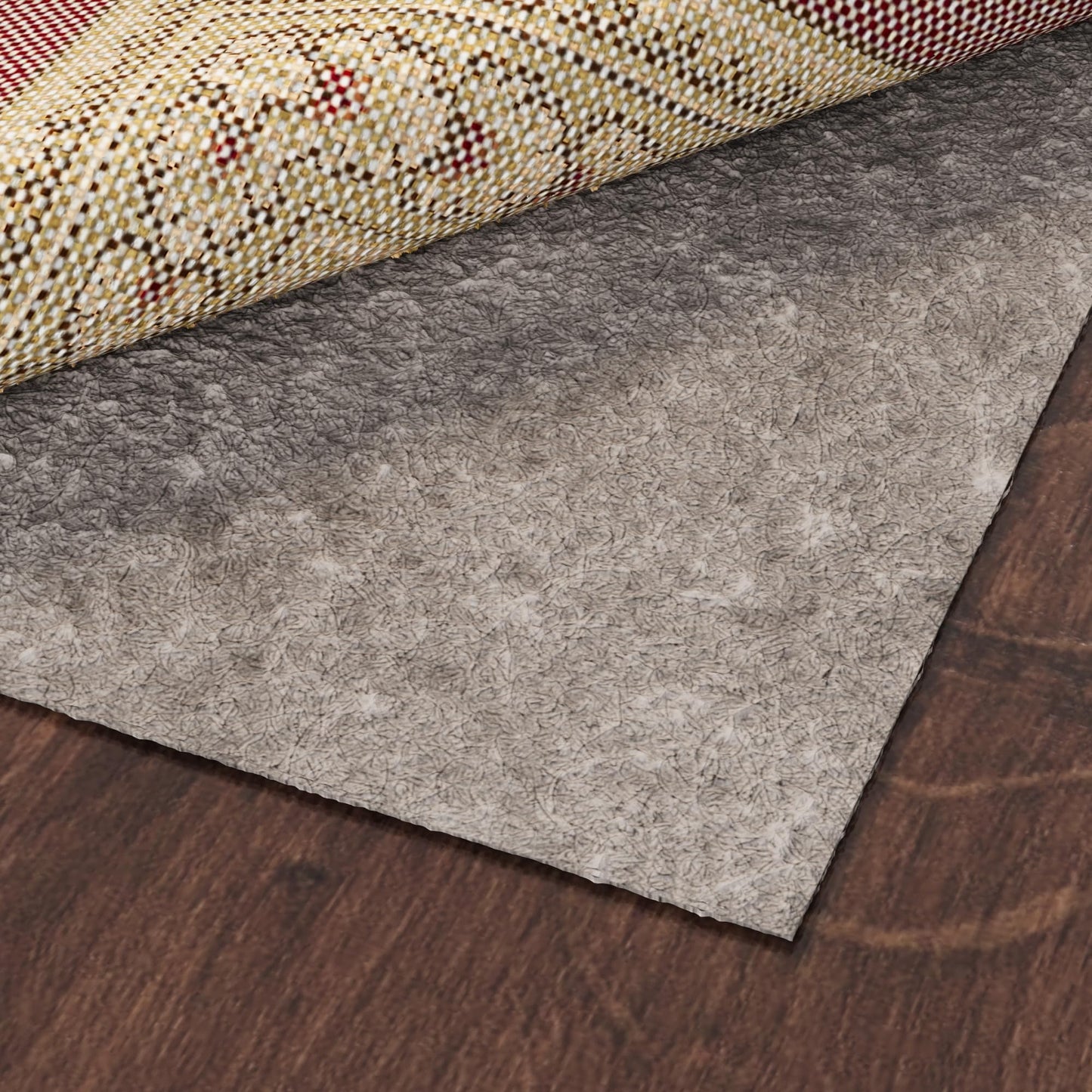 Ottomanson 3' x 7' Non-Slip Rug Pad Gripper 1/4 Inch Thick Dual Surface Felt + Rubber Gripper - Safe for All Floors, Brown