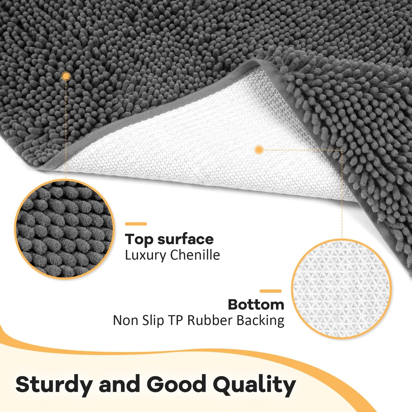 HOMEK Absorbent Dog Door Mat for Muddy Paws, 60" x 24" Chenille Indoor Mats for Entryway, Trap Dirt Front Door Mat Indoor Entrance Washable Non Slip Soft