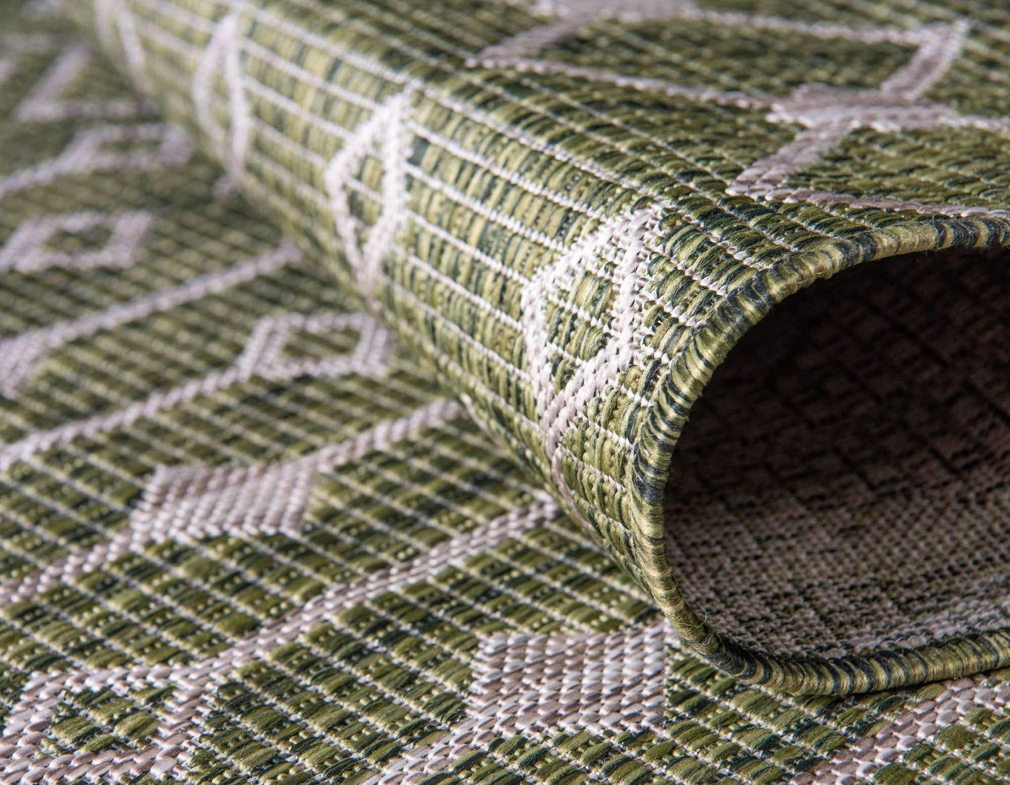 Unique Loom Outdoor Trellis Collection Area Rug - Tribal Trellis (5' 1" x 8' Rectangle, Green/ Natural)