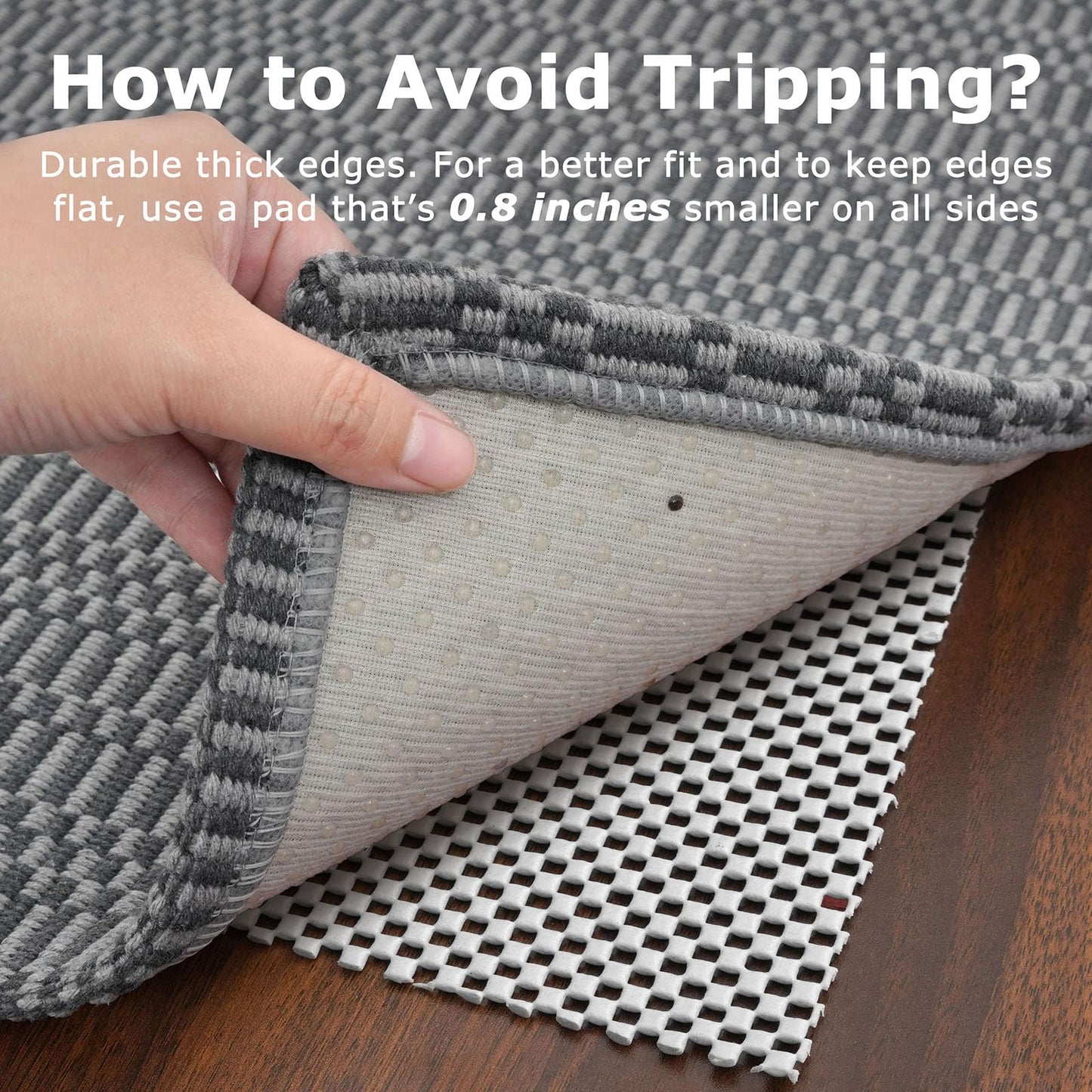 KOZYFLY Washable Area Rug 4x6 Ft Rubber Backed Rugs for Entryway Bedroom Throw Rugs Boho Entry Rug, Cotton Braided Floor Carpet for Dining Room Living Room, Grey/Charcoal Grey