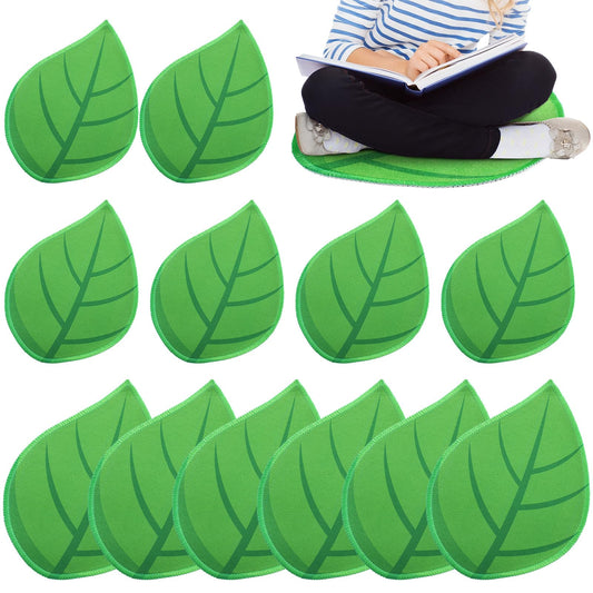 Maasechs 12 Pcs Green Leaf Carpet for Classroom Sitting 16 Inch Classroom Rug Back to School Floor for Preschool Non Slip Carpet Sitting Floor Seats for Preschool Daycares School Learning Playing Area