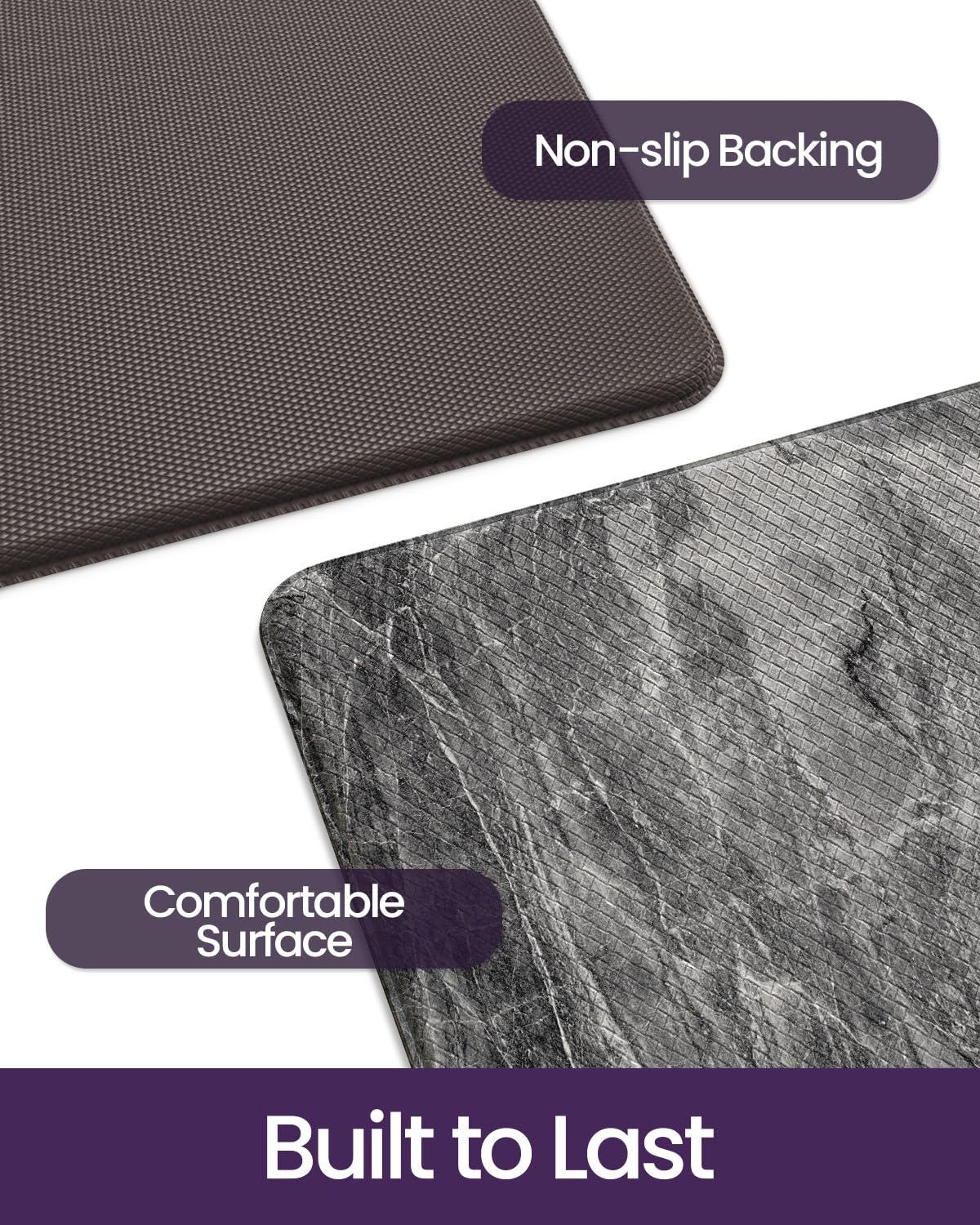 DEXI Kitchen Floor Mats Cushioned Anti Fatigue, 23x86 Large Long Standing Comfort Runner Rug Waterproof, Marble Memory Foam Padded for Front Sink Laundry, Dark Grey