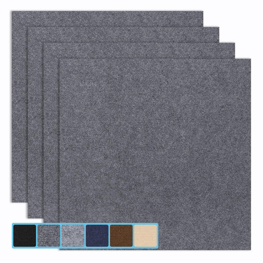 Peel & Stick Carpet Tiles 12x12 Inch - Premium Self-Adhesive Floor Squares with Soft Padding - 10 Tiles/10 Sq Ft per Box (Easy Installation, Removable Carpeting for Home & Office)