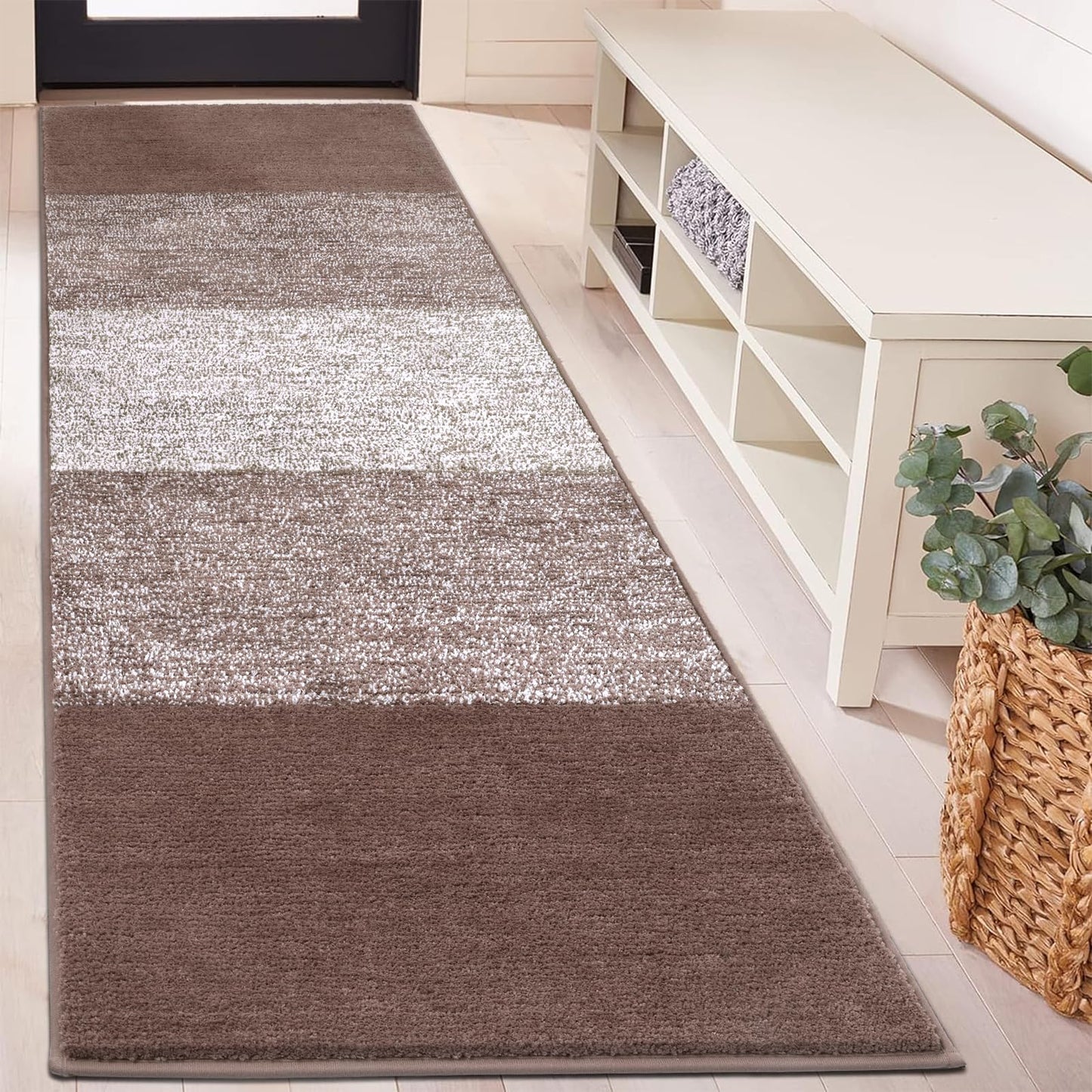 Vaukki Indoor Doormat Entryway Door Mat, Non Slip Absorbent Mud Trapper Mat Inside Floor Mat, Washable Door Carpet for Entryway (24''x71'', Coffee)