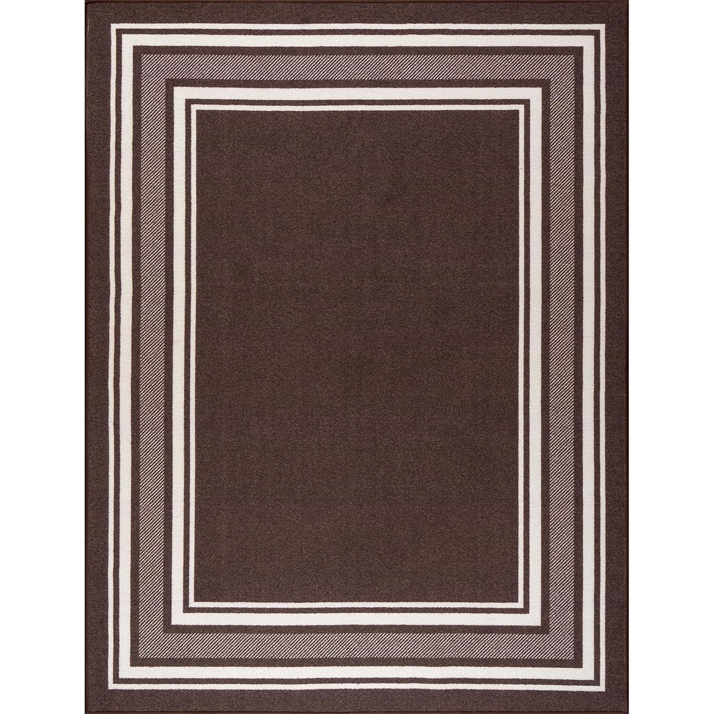 Beverly Rug Non Slip Area Rugs 3x5 Modern Bordered Non Skid Rubber Backing Soft Area Rug for Living Dining Room Easy to Clean Non Shedding Kitchen Bedroom Indoor Carpet 3 x 5 Brown