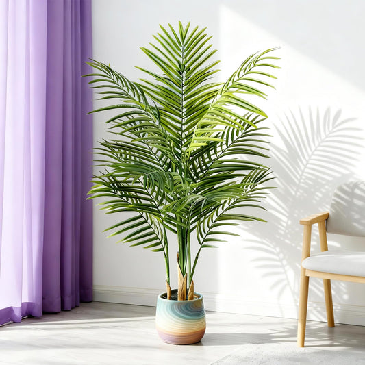 AzureLeap Artificial Palm Tree Indoor 4ft, Large Fake Tropical Areca Palm Tree with 13 Trunks, Faux Dypsis Lutescens Floor Plant in Pot for Indoor Outdoor Home Office Decor & Housewarming Gift